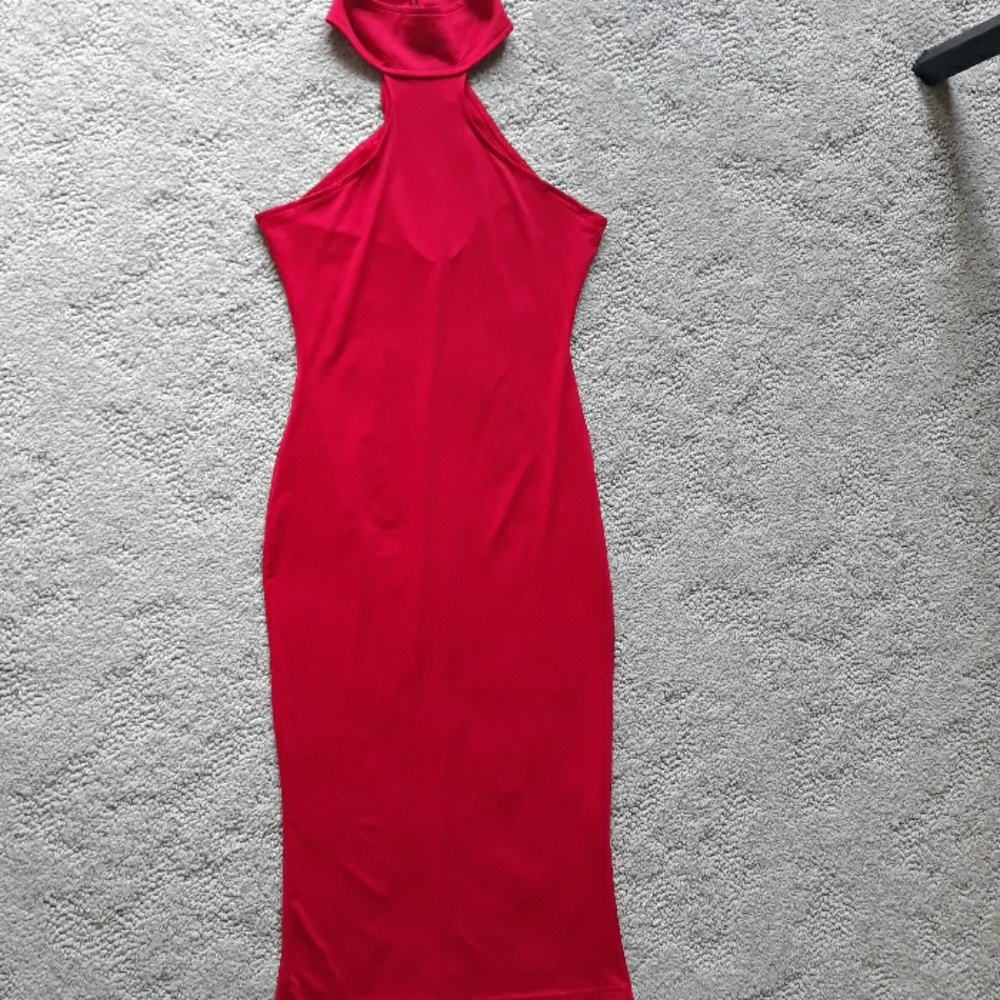 Red collared dress